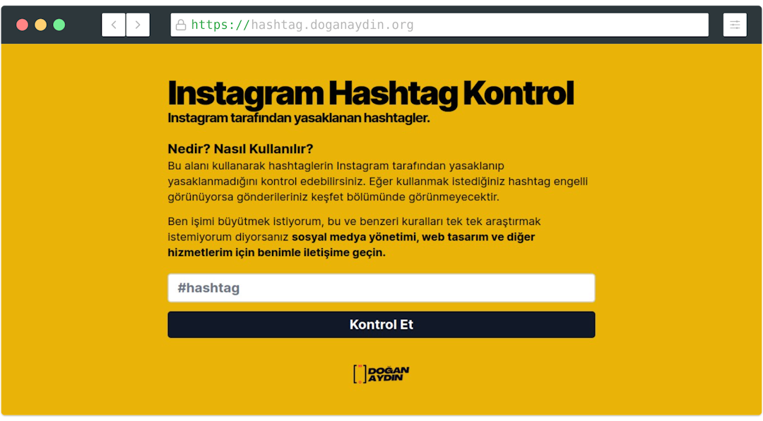 Hashtag Kontrol - hashtag.doganaydin.org